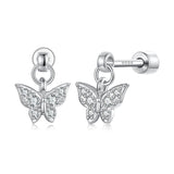 925 Sterling Silver White Gold Plated Earrings with CZ