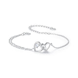 925 Sterling Silver Bracelet with Pave Setting CZ and White Gold Plating
