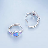 925 Sterling Silver Translucent Opal Earrings with CZ for Women