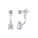 925 Sterling Silver White Gold Plated Moissanite 1.7 x 0.4 cm Earrings for Women