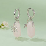 925 Sterling Silver Earrings with Natural Crystal and White Gold Plating