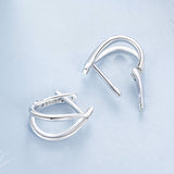 925 Sterling Silver Earrings 1.2x0.6cm with White Gold Plating for Women