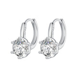 925 Sterling Silver Earrings with CZ and Platinum Plating, Size 13*7mm for Women