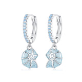925 Sterling Silver Earrings with Nano Opal Stone and Enamel - 22x8mm