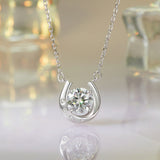 925 Sterling Silver Moissanite Necklace with Pavé Setting, 1 Carat, 400mm Length for Women