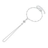 925 Sterling Silver White Gold Plated CZ Bracelet 15+6cm for Women