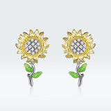 925 Sterling Silver Plated Gold Earrings with Enamel Process