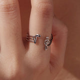 925 Sterling Silver Plated White Gold Adjustable Ring for Women