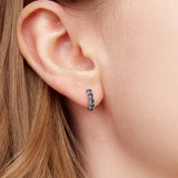 925 Sterling Silver Earrings with Pavé Setting CZ in Oxidized Finish for Women