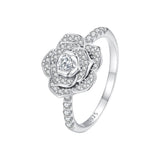 925 Sterling Silver Pavé Set CZ Platinum Plated Ring Size 6 for Women