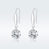 S925 Sterling Silver Earrings 2.6x0.8cm Plated Platinum with Pavé Setting CZ for Women