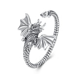 925 Sterling Silver Oxidized Dragon Ring