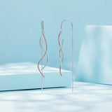 925 Sterling Silver Earrings 56*10mm Plated Platinum Rose Gold for Women