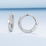925 Sterling Silver Earrings with Pavé Setting CZ in White Gold for Women