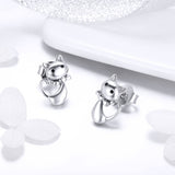 925 Sterling Silver Earrings with Pavé Setting in Oxidized Finish