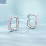 925 Sterling Silver Earrings with Enamel in White Gold Finish - 13*3mm for Women