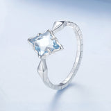 925 Sterling Silver White Gold Plated 1.2x0.9cm Pendant Ring Size 6.0 for Women