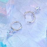 925 Sterling Silver Earrings with Transparent Glass and White Gold Plating for Women