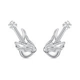 925 Sterling Silver Earrings for Women with White Gold Plating, Size 1.5x0.6cm