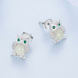 925 Sterling Silver Plated Platinum Luminous Stone Earrings 10*8mm for Women