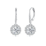 925 Sterling Silver Moissanite 1ct Earrings 26x11mm Pavé White Gold for Women