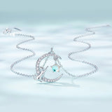 925 Sterling Silver Adjustable Moonstone Necklace with CZ Accents for Women