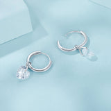 925 Sterling Silver Earrings with Pavé Setting CZ and White Gold Plating for Women