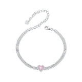 925 Sterling Silver White Gold Plated 8mm CZ Pendant Bracelet for Women