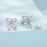 925 Sterling Silver Earrings with Pavé Setting CZ and Transparent Glass for Women