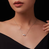 925 Sterling Silver Moissanite & Freshwater Pearl White Gold Necklace 45cm for Women