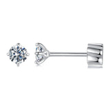 925 Sterling Silver Moissanite Stud Earrings for Women - 0.5ct, 0.6cm Size, White Gold Plated