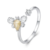 925 Sterling Silver White Gold Plated Jade Ring with CZ for Women