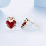 925 Sterling Silver Earrings with Enamel Finish and Pavé Setting in Rose Gold