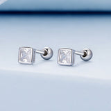 925 Sterling Silver 5mm Pavé Setting CZ Earrings for Women