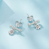 925 Sterling Silver Earrings with Pavé Setting CZ in Oxidized Silver