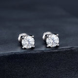 925 Sterling Silver Earrings with Moissanite in Style S, 0.5cm for Women