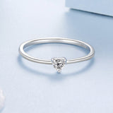925 Sterling Silver 0.4cm Heart-shaped CZ Ring