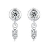 925 Sterling Silver Earrings with Pavé Setting CZ in White Gold - 11*4mm