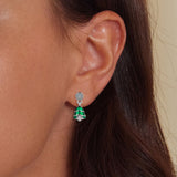 925 Sterling Silver Earrings with Enamel and Pavé Set CZ in Oxidized Silver