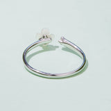925 Sterling Silver White Gold Plated Ring with Nacre and CZ for Women