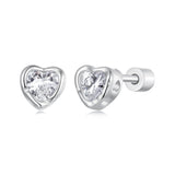 925 Sterling Silver Earrings with Plated White Gold & Pavé Setting CZ, 0.5cm for Women