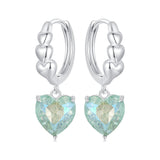 925 Sterling Silver Earrings with Transparent Glass, Plated White Gold, Size 23x8.5mm for Women