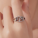 925 Sterling Silver Oxidized Pavé CZ Ring for Women