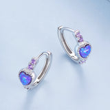 925 Sterling Silver Translucent Opal Earrings with CZ for Women