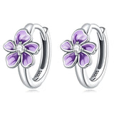 925 Sterling Silver Enamel Earrings with CZ - 1.2x0.7cm, Oxidized Finish for Women