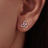 925 Sterling Silver White Gold Plated Pavé CZ Earrings