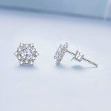 925 Sterling Silver Pavé Setting CZ Platinum Plated Earrings