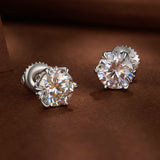 925 Sterling Silver 6.5mm Moissanite Earrings for Women