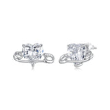 925 Sterling Silver White Gold Plated CZ Pavé 1.0x1.7cm Earrings for Women