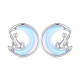 925 Sterling Silver Earrings with Transparent Glass, 13mm x 12mm for Women
